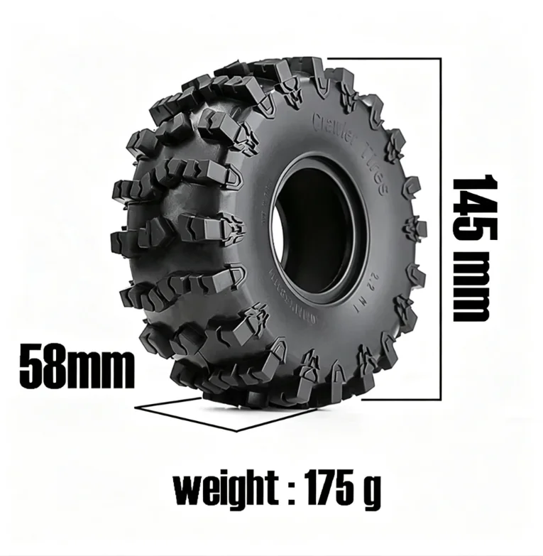 145*58MM 2.2 Inches Tires Oversized Rubber Climbing Tires For 1:10 RC Car Axial SCX10 90046 AXI03007 D90 Traxxas TRX-4