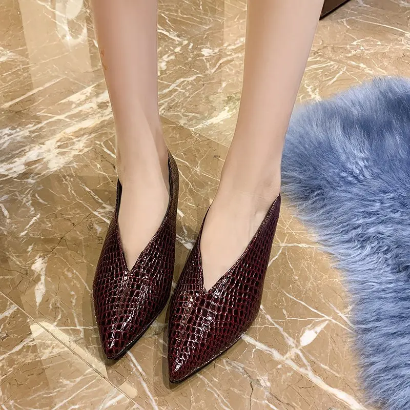 Single Shoes Women 2022 All-match Retro Women\'s Thick Heel Spring and Autumn New Pointed V Mouth Comfortable High Heels