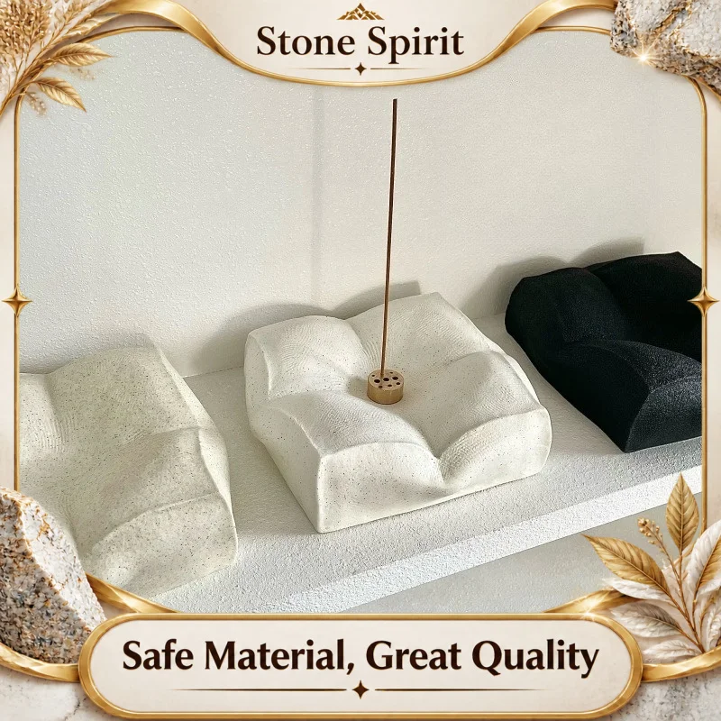 Original Wabi Sabi Style Tofu Ceramic Incense Holder, Multi-Functional Ash Catcher Tray & Jewelry Dish, Zen Tea Room Decoration