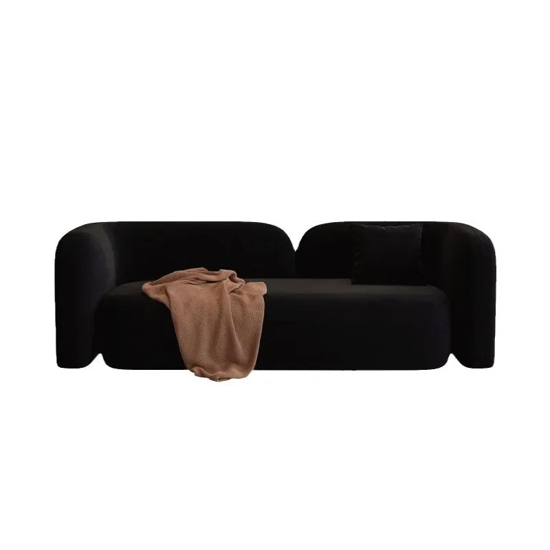 French retro style bedroom apartment small apartment, negotiation area office rest area designer dirt-resistant black sofa