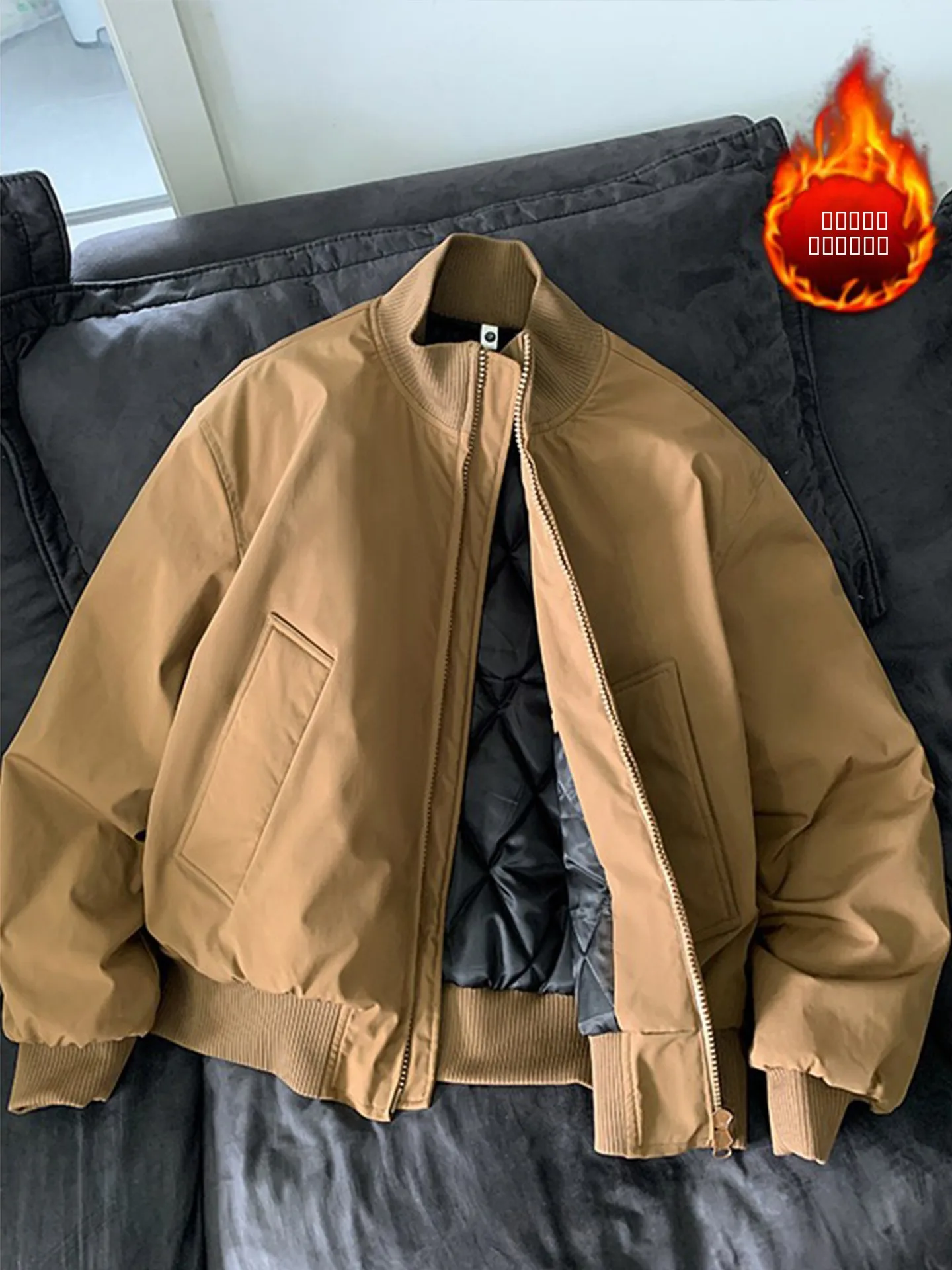 

Мужская коричневая куртка с воротником-стойкой, утепленная хлопковая рабочая одежда, зимнее теплое пальто в американском стиле, повседневная верхняя одежда