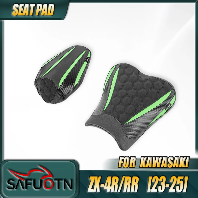 

Motorcycle Front Driver Rear Passenger Seat Pillion Cushion Cover Pad For Kawasaki ZX 4R 4RR 2023 2024 2025 ZX4R ZX4RR