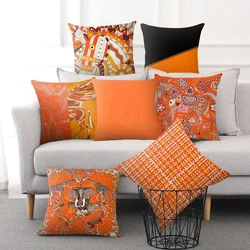 H Horse Pillow Cover Orange Luxury Decorative Pillow Case Decor Home Sofa Bed Couch Home Decor Modern Pillowcases for Pillow