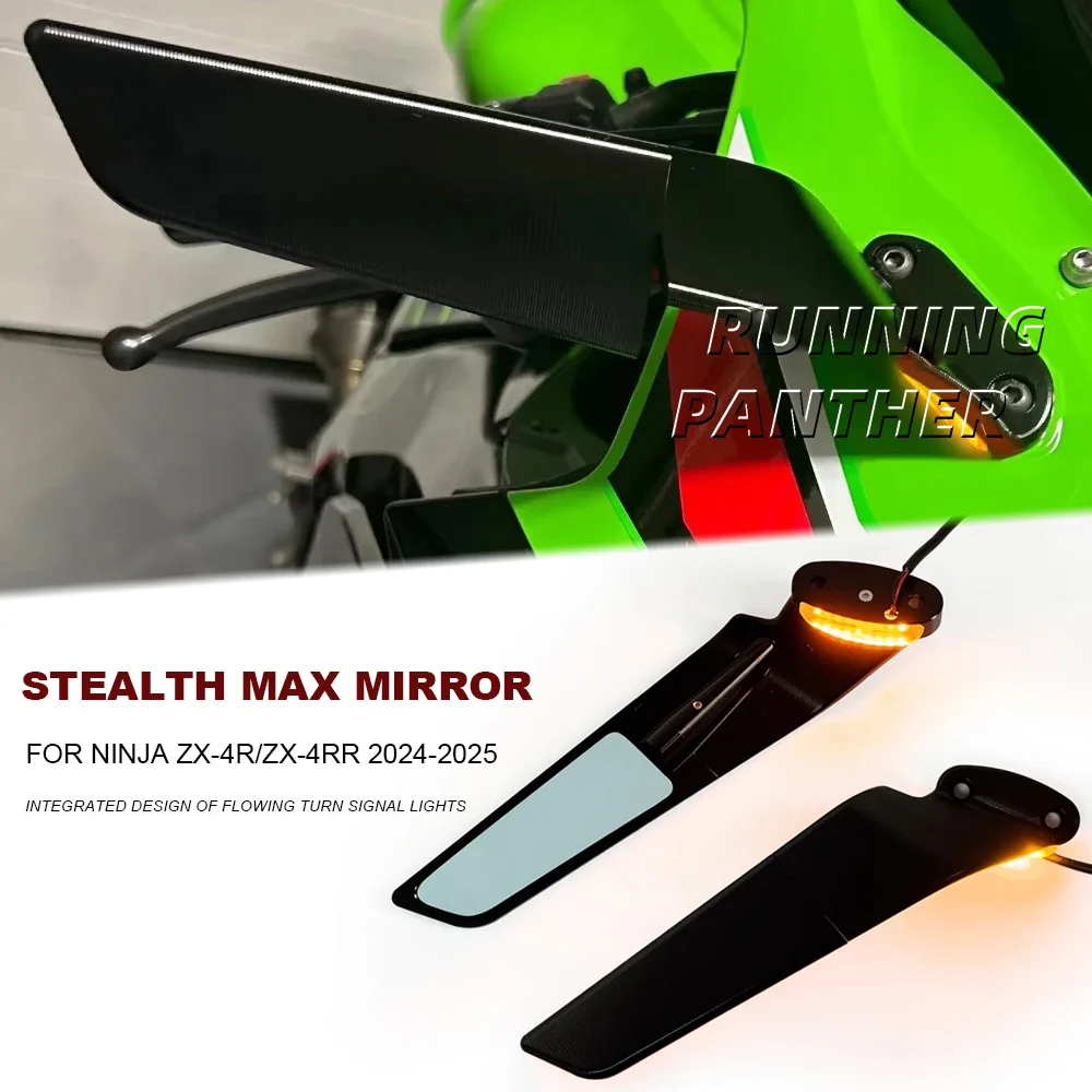 

RearView Mirror For Kawasaki NINJA ZX4R ZX4RR ZX-4R 2024- Turn Signal LED Light Mirrors Motorcycle Accessories Rear View Mirrors