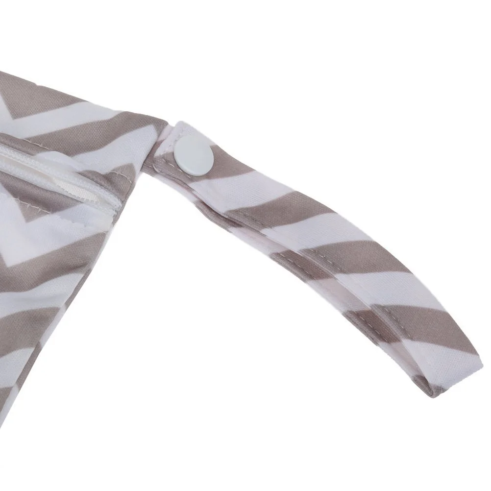 Baby Diaper Bag Waterproof Nappy Pouch Reusable Wet Dry Dual Zipper Rainbow Grey Waved Lightweight Durable Easy - Image 2