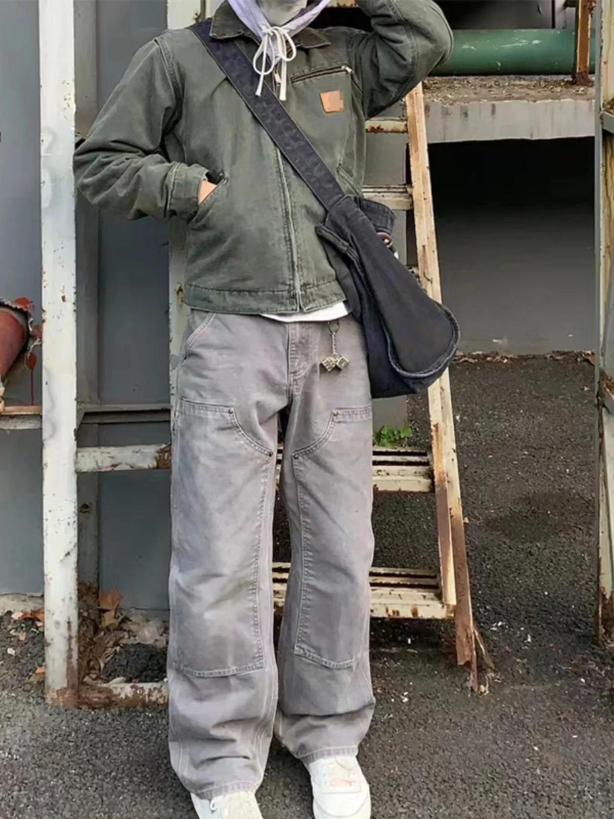 

American Sle High Street Workwear Casual Pants Double Knee Logging Canvas Waed in Old Cleanfit Denim Utili Trousers