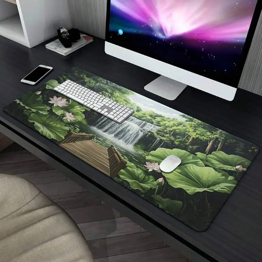 Large Waterfall Landscape Mousepad With Rubber Base For Gaming Office Desk