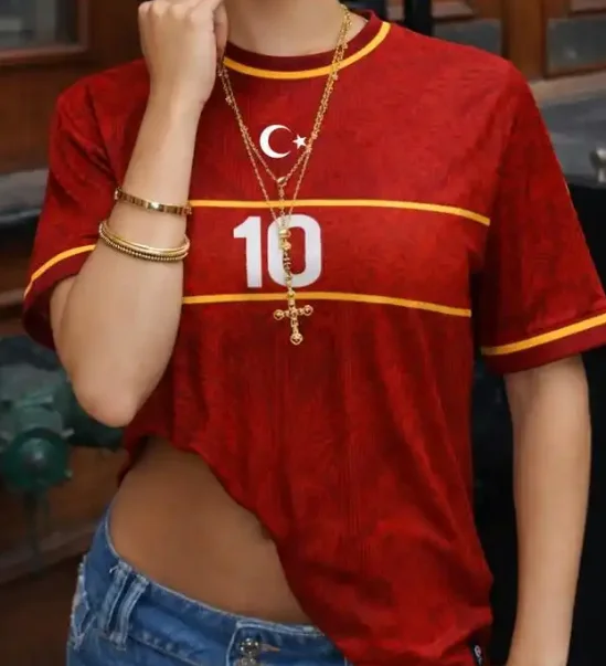 2026 New Women Quick Dry Breathable Turkey Cropped Soccer Jersey, Vintage Y2K Crop Top for Vacation Beach Office Streetwear