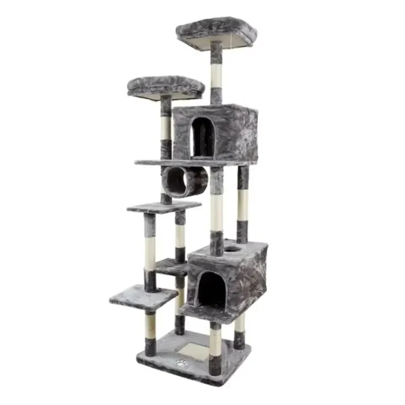 

Cute multi-layer cat climbing tree with hemp scratching pile cat activity frame