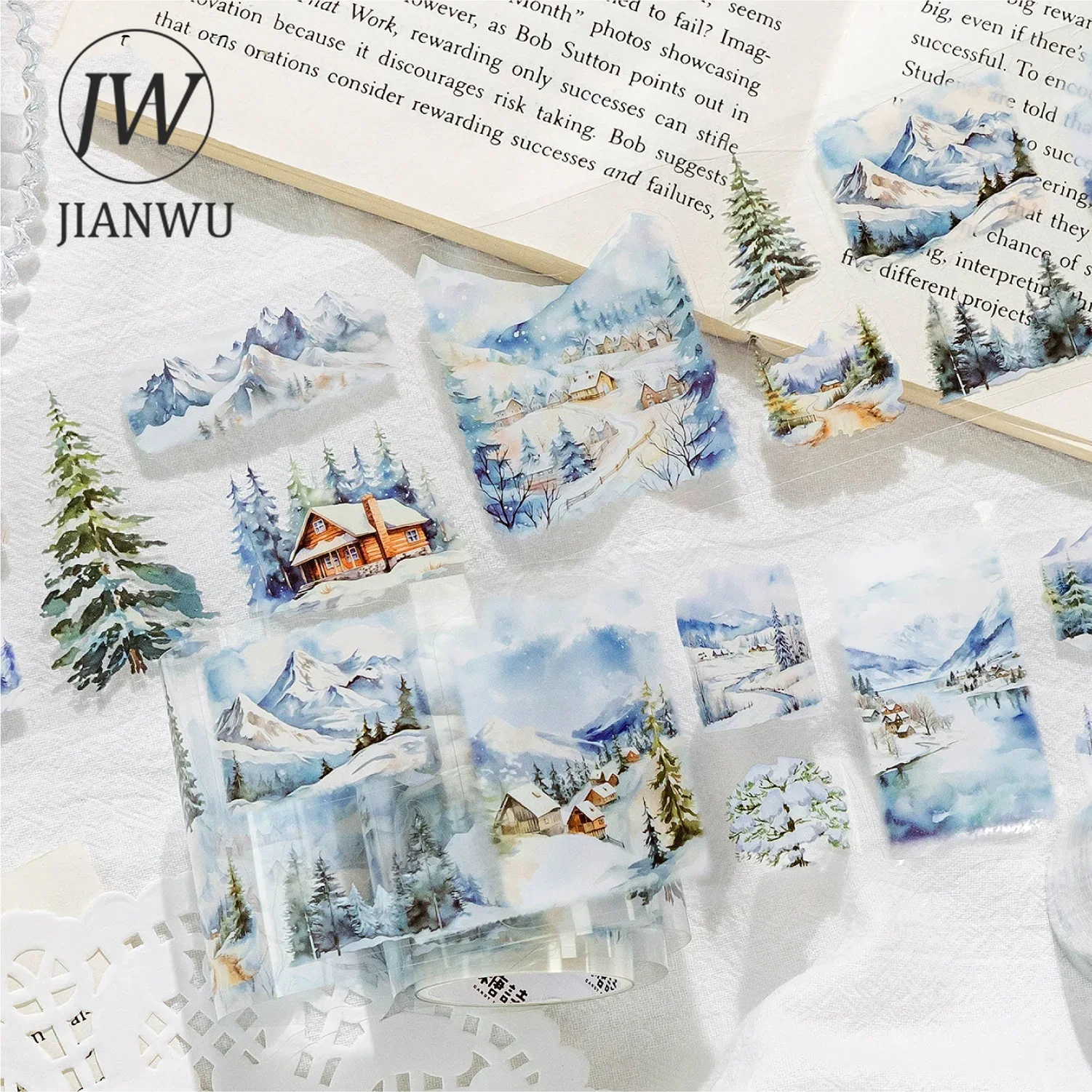 JIANWU 60mm*200cm Natural Landscaping Story Series Vintage Plant Flower Material Collage PET Tape Creative Journal Stationery