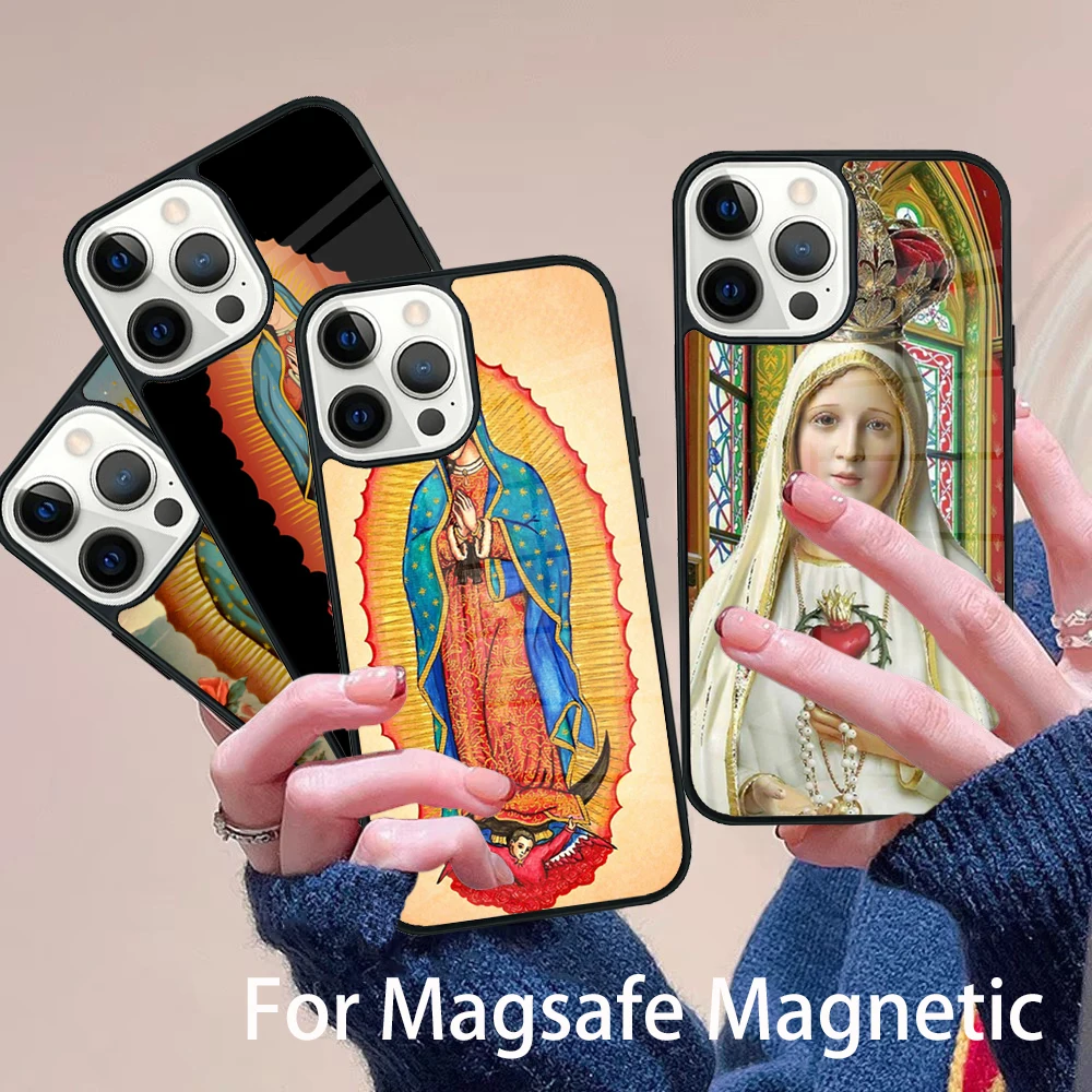 

Virgin Maria Phone Case Magesafe Magnetic Wireless Charge Cover For IPhone 16 11 12 13 14 15 Pro Max Plus Mini