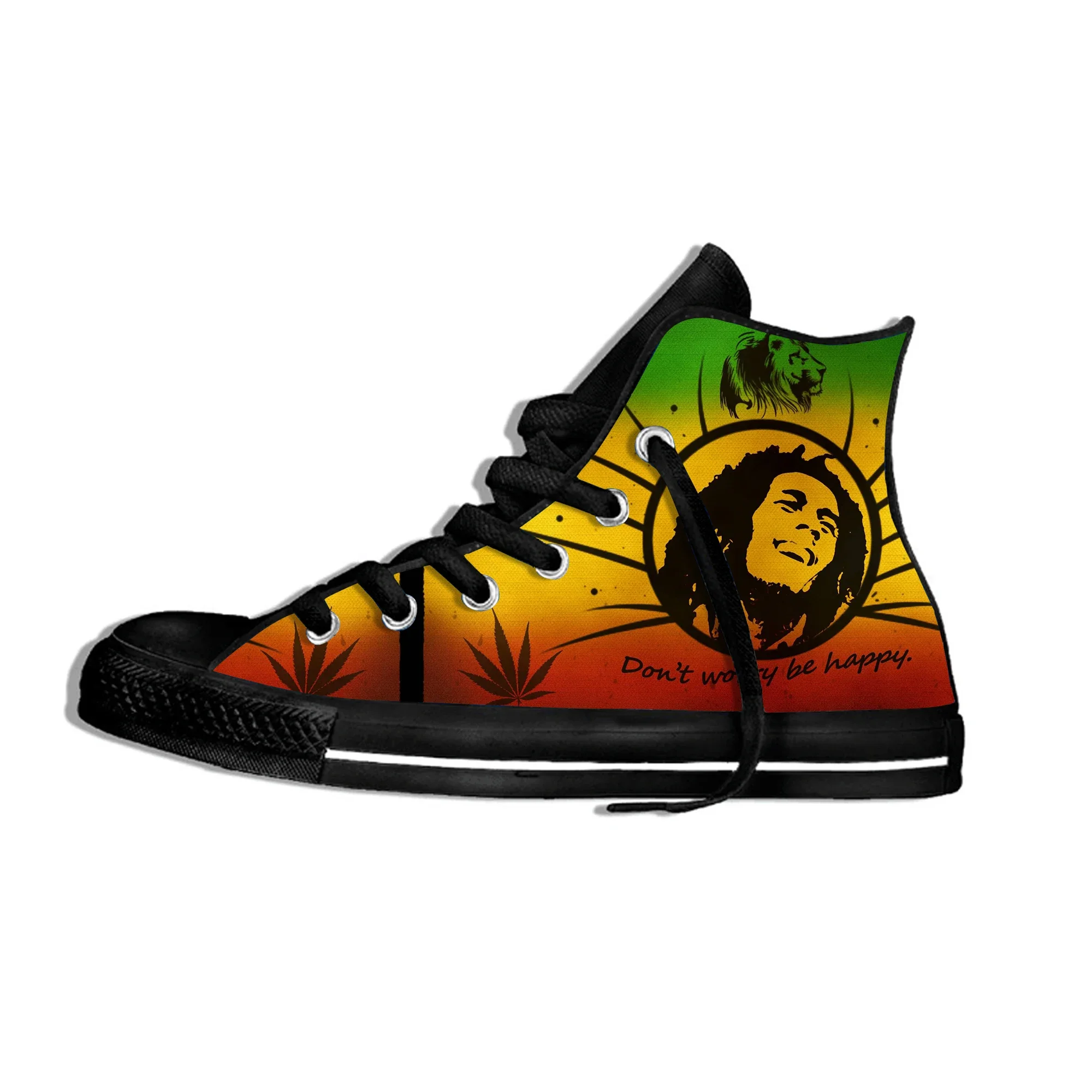 Hot Summer Legend Bob Marley Reggae Music Novelty Design Lightweight High Top Canvas Shoes Men Women Casual Breathable Sneakers