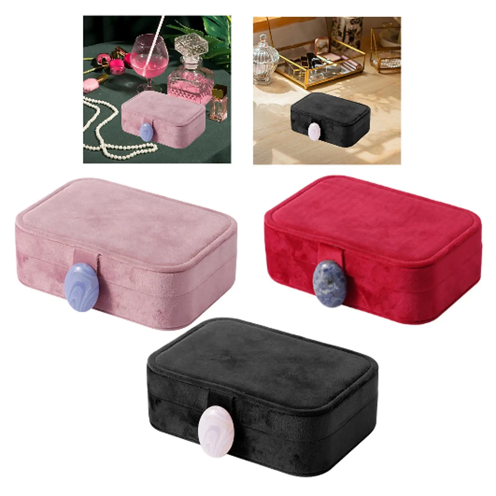 

Jewelry Case Jewelry Box with Mirror Storage Case Simple Container Rings Box