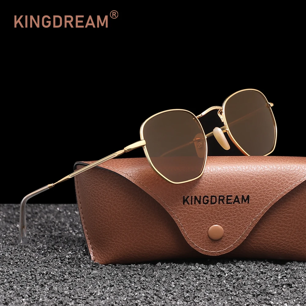 KINGDREAM Modische Sonnenbrille für Damen und Herren, polarisiert, dünner Rahmen, Fahrbrille, luxuriös, trendig, UV400, Legierungsbrille