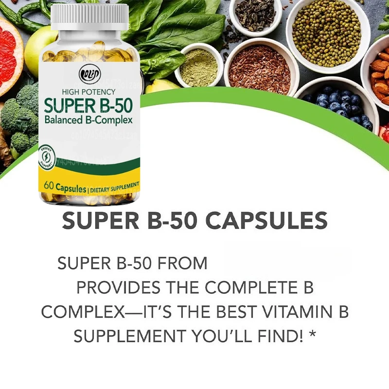 Balanced B Complex Is Rich in Nutrients Including Inositol, Choline -60 Capsules - Vegan and Gluten Free