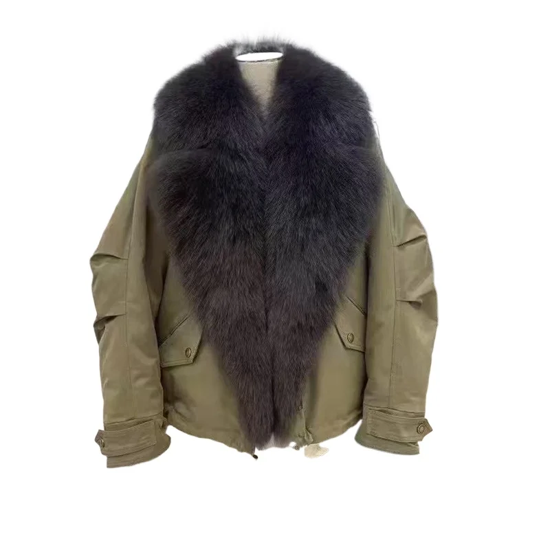 

European products 2025 winter new luxury fur fox fur collar down jacket women's short thickened fashion pie overcome coat