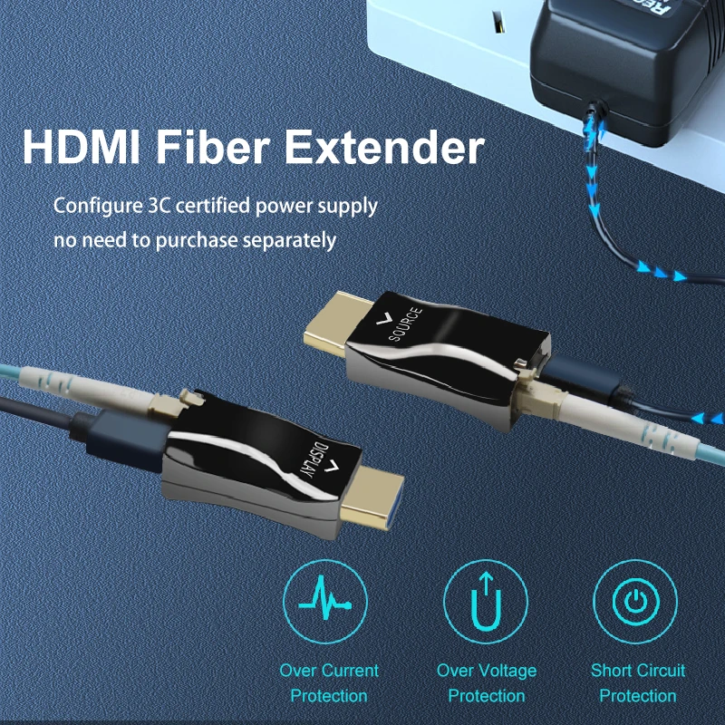 Mini 4K HDMI Fiber Extender,HDMI1.4a / 2.0 Over Fiber Optical Transceiver up to 300m,4K@30HZ/60Hz HDMI Fiber Converter,Multimode