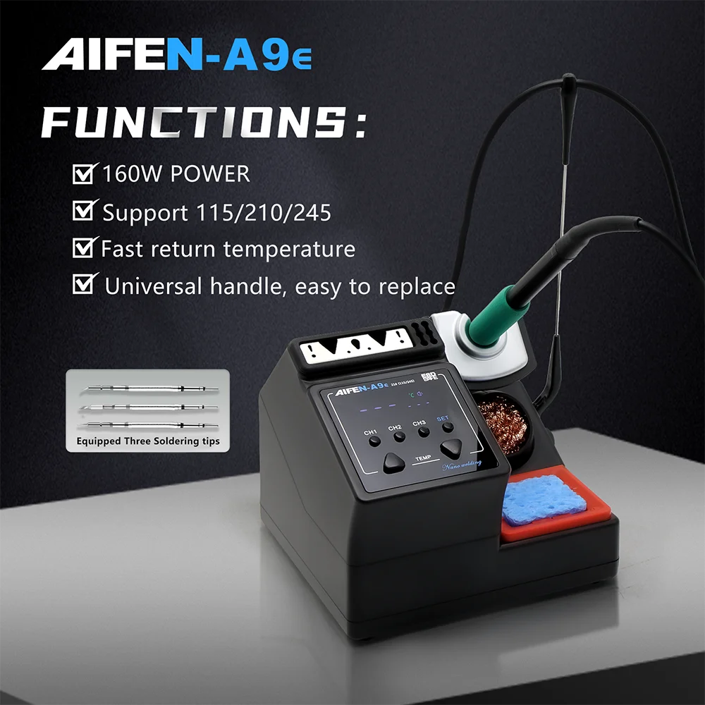 AIFEN A9E 160W Power Repaid Heating Soldering Iron Staion C210 C245 Solder Iron Handle Electronic Welding Rework Station