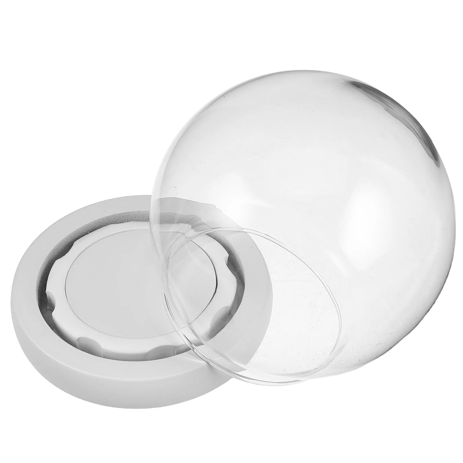 

Glass Display Dome Cloche Round Cover Transparent Globe Eva Anti-Drop Clasp for DIY Preserved Flower Crafts Plants Wooden Base