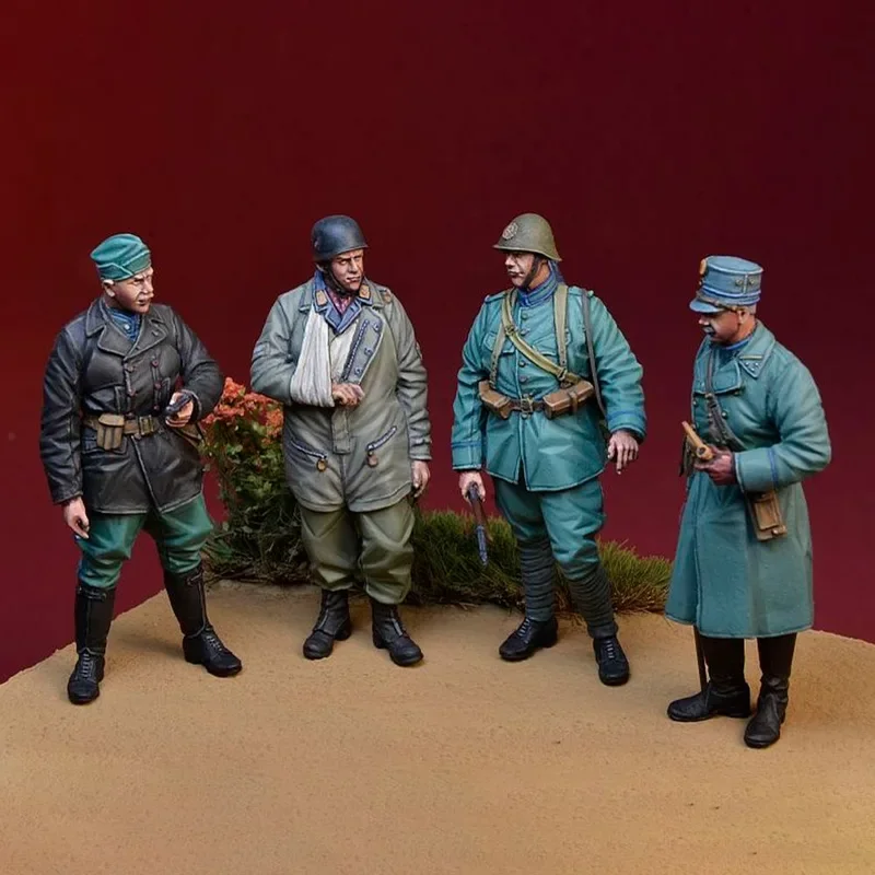 1/35 resin model of II soldiers (four no scenes), theme, unassembled and unassembled