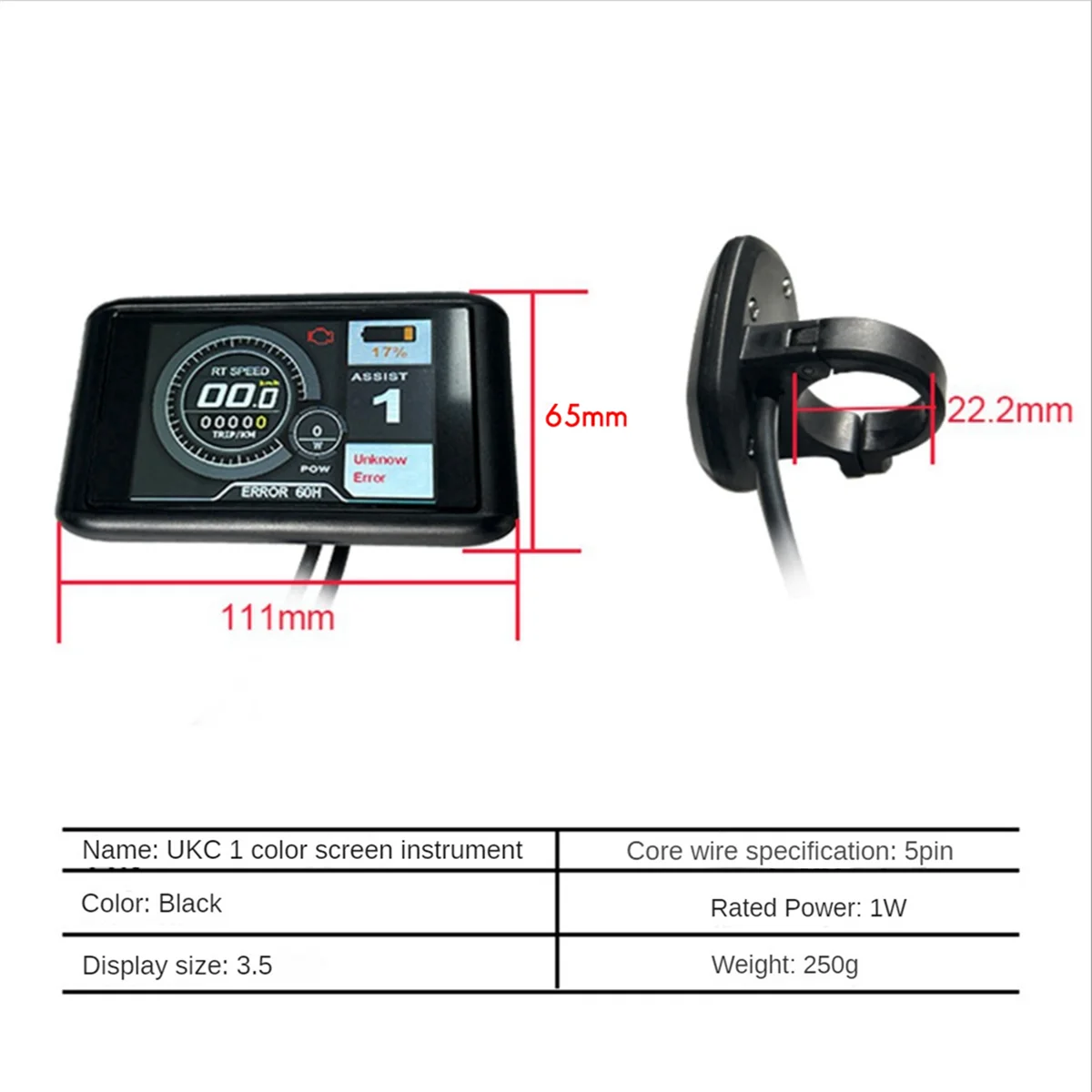 Protocol Lithium No.2 Protocol 3.5Inch Tft Ukc1 Kleurrijke Display 36V 48V 60V 72V Voor Sabvoton Controller, Wp Connector