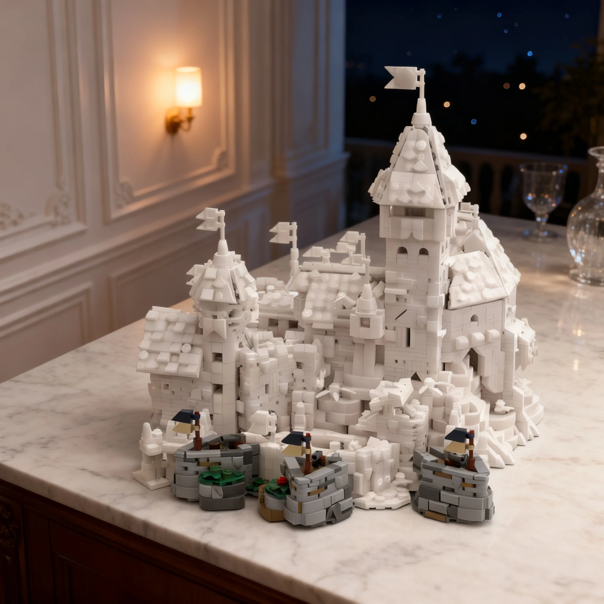 Image of 328-teiliges MOC Mini Blaustein Schloss Festungserweiterung Modellbausatz Architektur Weihnachtsgeschenk Spielzeug Geburtstag DIY
