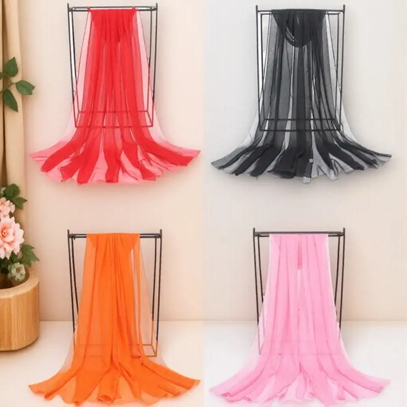 

Solid Color Scarf Premium Polyester Sunscreen Women Shawl Dual Use Beach Towel Fashion Accessory Black 160X50Cm Travel Party