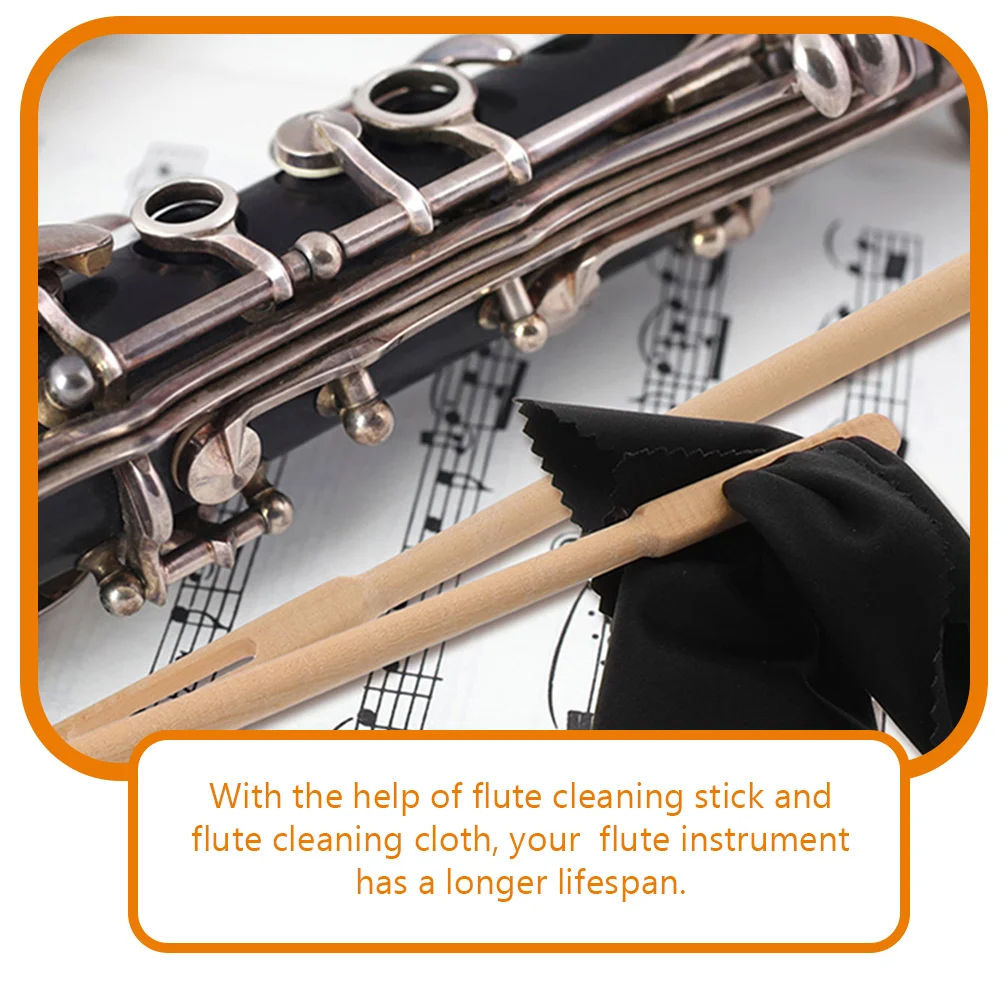 

Flute Cleaning Rod Maintenance Kit Professional Clarinet Cloth Swab Maple for Tool