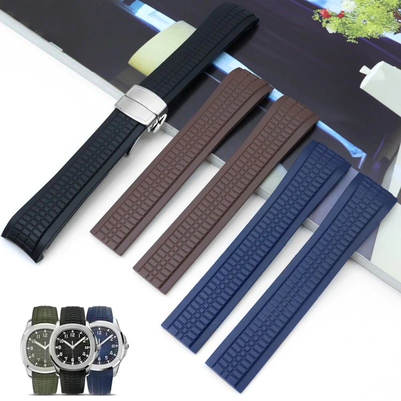 21mm Colorful Silicone Rubber Watchband For Patek Strap for Aquanaut Philippe Series 5164a 5167a Butterfly Buckle Wristband