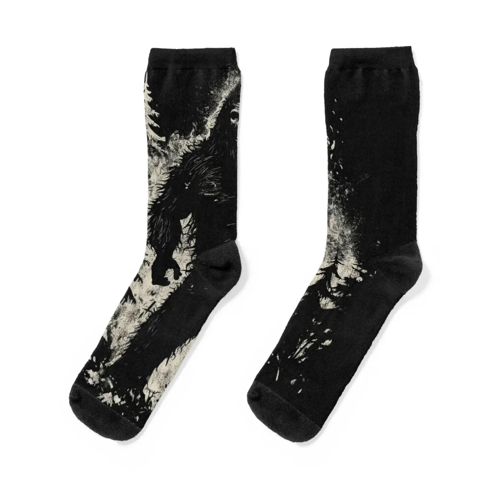 A Vintage Big Foot Forest Distressed Design Socks valentine gift ideas christmass gift hiking Luxury Woman Socks Men's