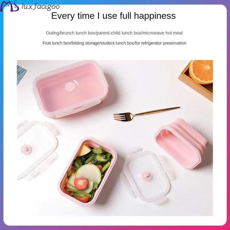 350-850ml Silicone Lunch Box Food Storage Container Microwavable Portable Bowl Heating Lunch Box Camping Outdoor Box