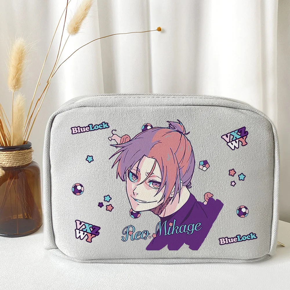 BLUE LOCK Canvas Pencil Bag Stationery Box Large Capacity Storage Bag Anime Make Up Cosmetic Bag
