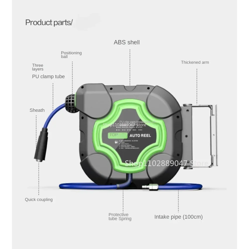 Automatic Retractable Pipe Winder Air Drum High Pressure Water Drum Repair Drum 20 Meters Gas Pipe Winder Pneumatic Tool