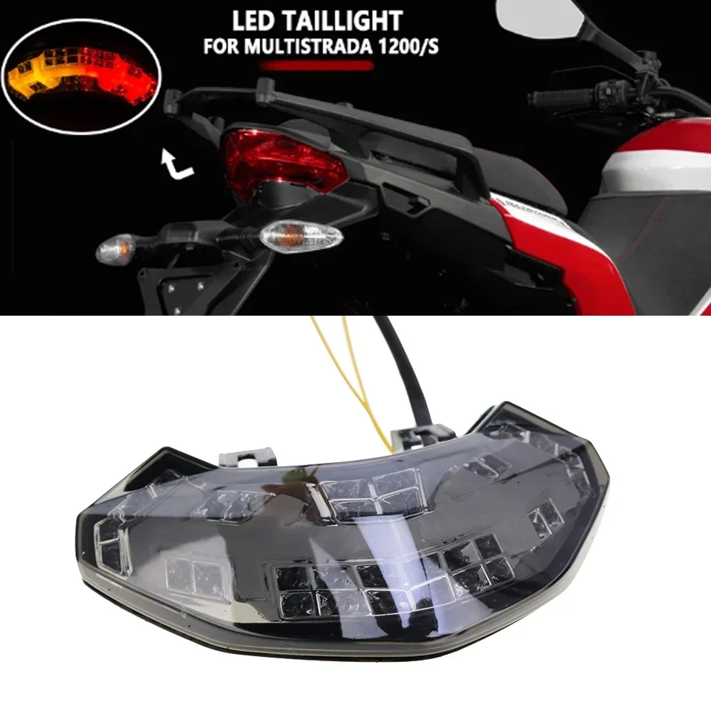 Luz trasera LED integrada para motocicleta, lámpara de intermitentes de freno apta para Ducait Multistrada 1200 1200S 2010 2011 2012 2013 2014