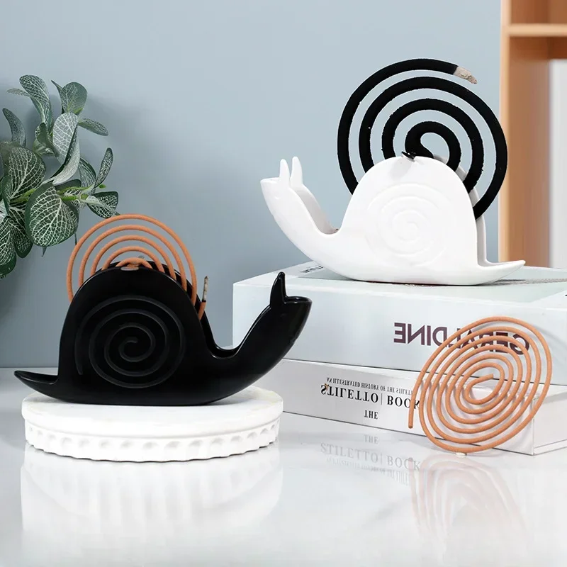 Snails Mosquito Coil Holder with Tray Animal Shaped Summer Household Fireproof Mosquito-repellent Incense Rack Home Decoration