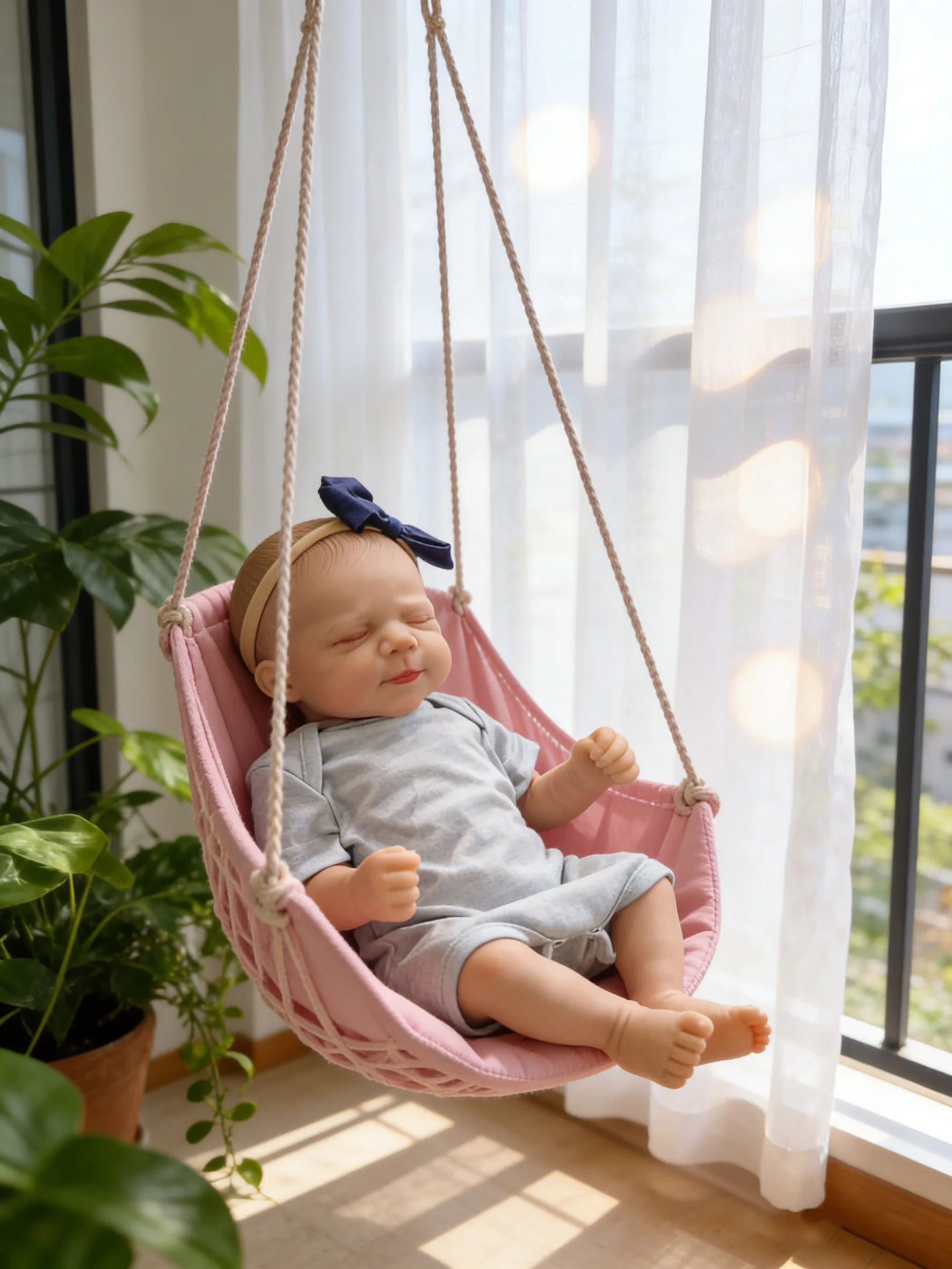 18인치 실물 같은 잠자는 리본 인형 파스칼, 부드러운 천 몸체, 다층 페인팅, 3D 피부, 손으로 그린 머리카락, 보이는 정맥