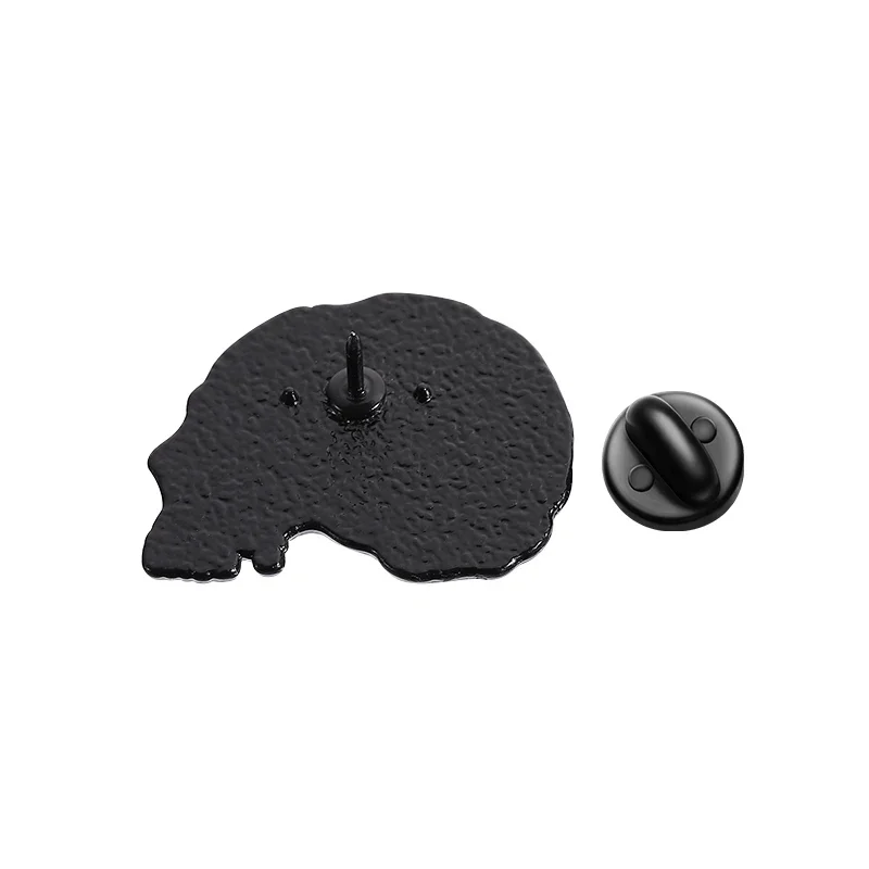 مضحك الشرير الجمجمة الأسود القط المينا دبابيس الإبداعية الكرتون الهيكل العظمي مرآة الحبر هريرة دبابيس ظهره شارة التلبيب مجوهرات هدايا