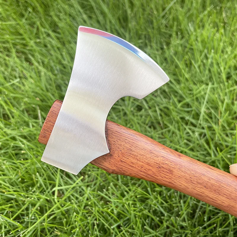 21.5cm Stainless Steel Sharp Mountain Axe Outdoor Camping Survival Felling Axes Sandalwood Handle Fixed Blade Knife With Case