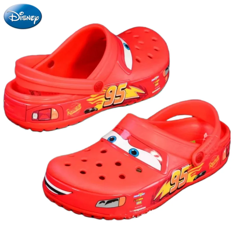 Disney Lightning McQueen Animation Cartoon Baotou Sandals Creative Personality Children\'s Anti-Slip Slippers Couple Beach Shoes