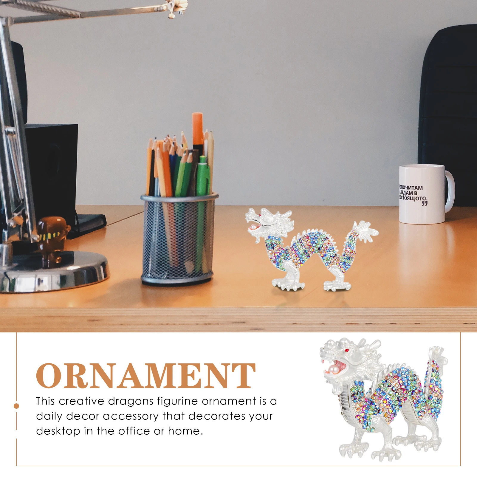 

Diamond encrusted Dragon nament Vintage Home Decor Figurines Rhinestone Zodiac Statue Exquisite Alloy Craft Desktop Decoration
