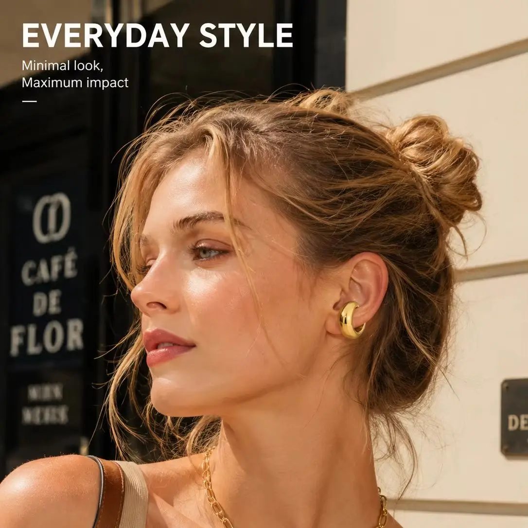 Women's Thick Non-Piercing Clip-On Ear Cuff Earrings