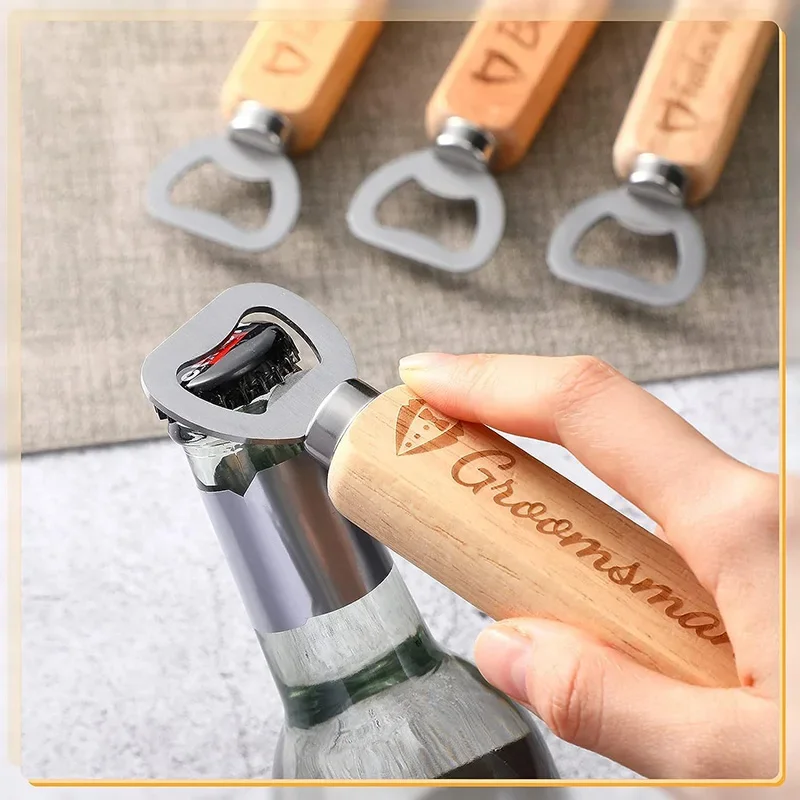 Groomsman best man father of the bride Bottle Opener rustic Wedding bachelor party groom to be table decoration Proposal gift