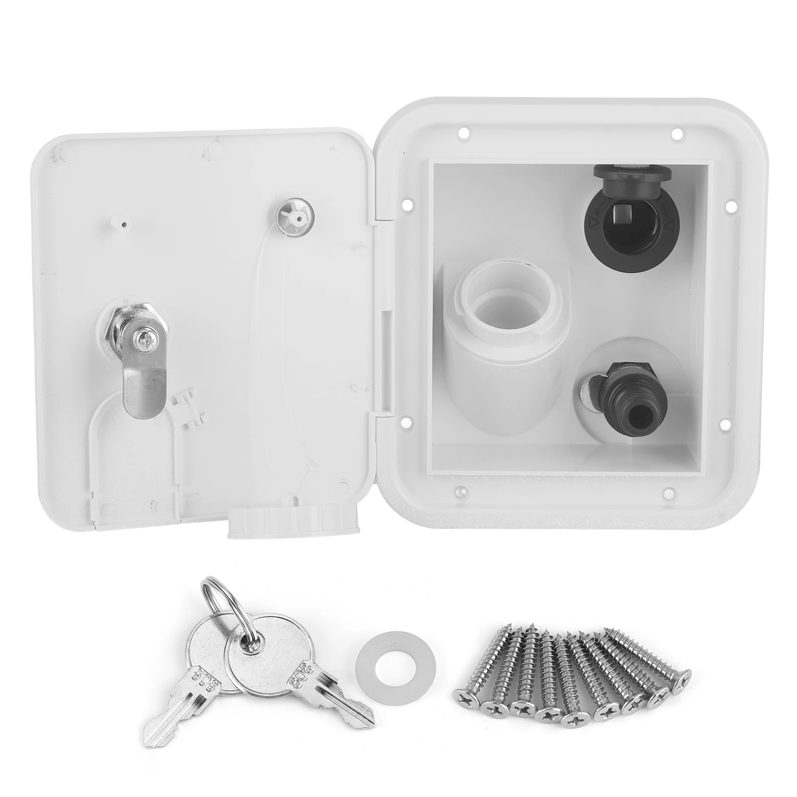 RV Water Inlet SquareShape with Cigar Lighter Pressure Filling Port with Lock for Hatch Trailer Camper Motorhome RVs Accessories