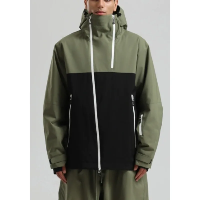 

Unisex Color-Block Ski Jacket Waterproof Snowboard Coat Breathable Loose Fit Women Men Professional Ski Wear