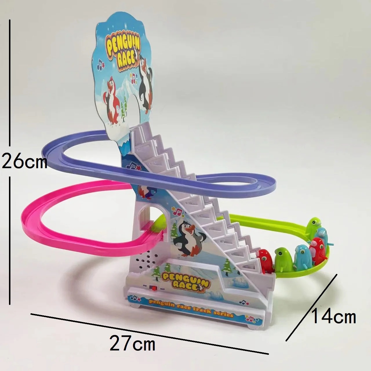 Penguin Track Toy Climb Stairs Children Kids Classic Cartoon Dogs Ducks Electrical Music Light Birthday Christmas New Year Gift