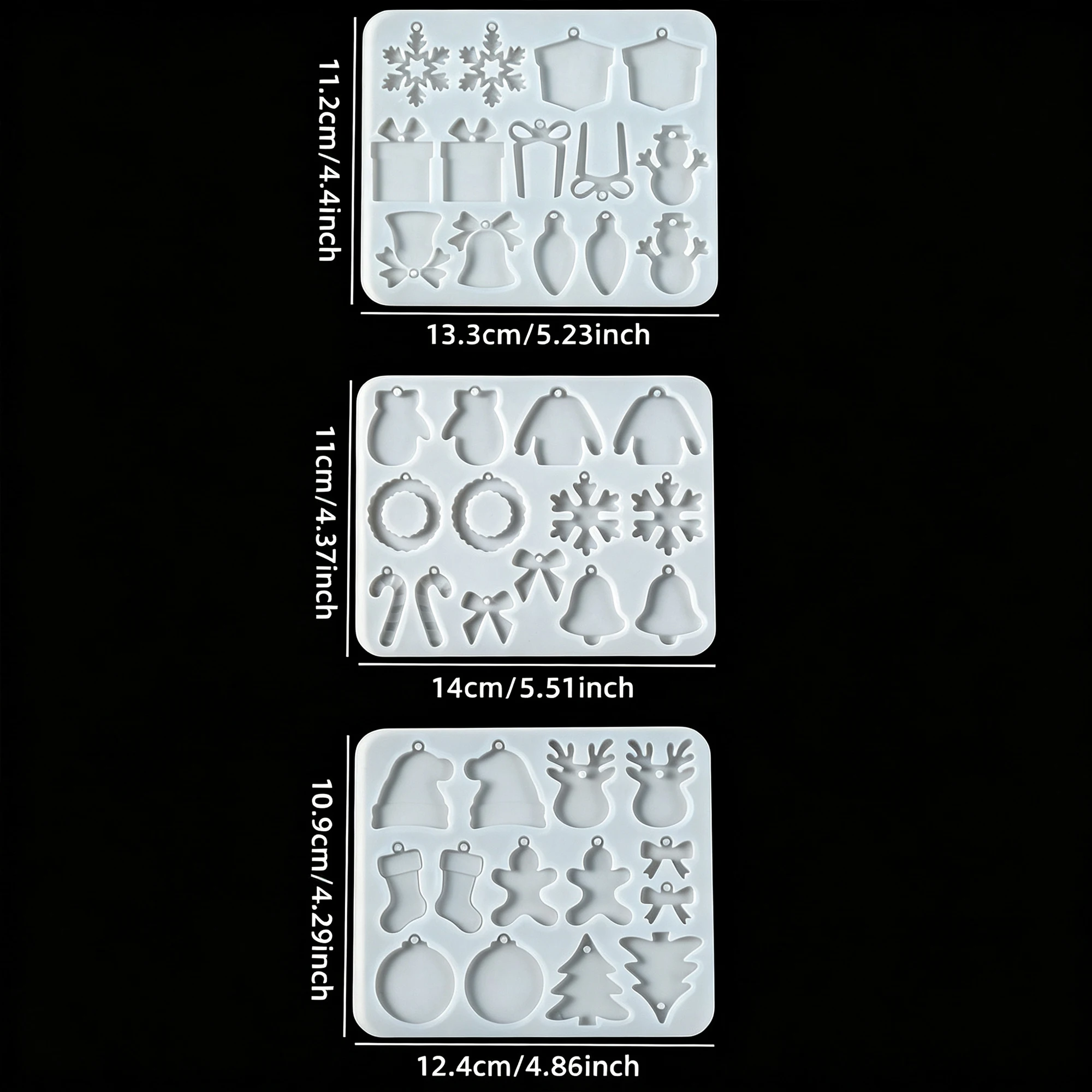 1Pc Christmas Silicone Resin Mold, DIY Earring Pendant Epoxy Casting Mold, Snowflake Gingerbread Tree Gift Shape Craft Supplies