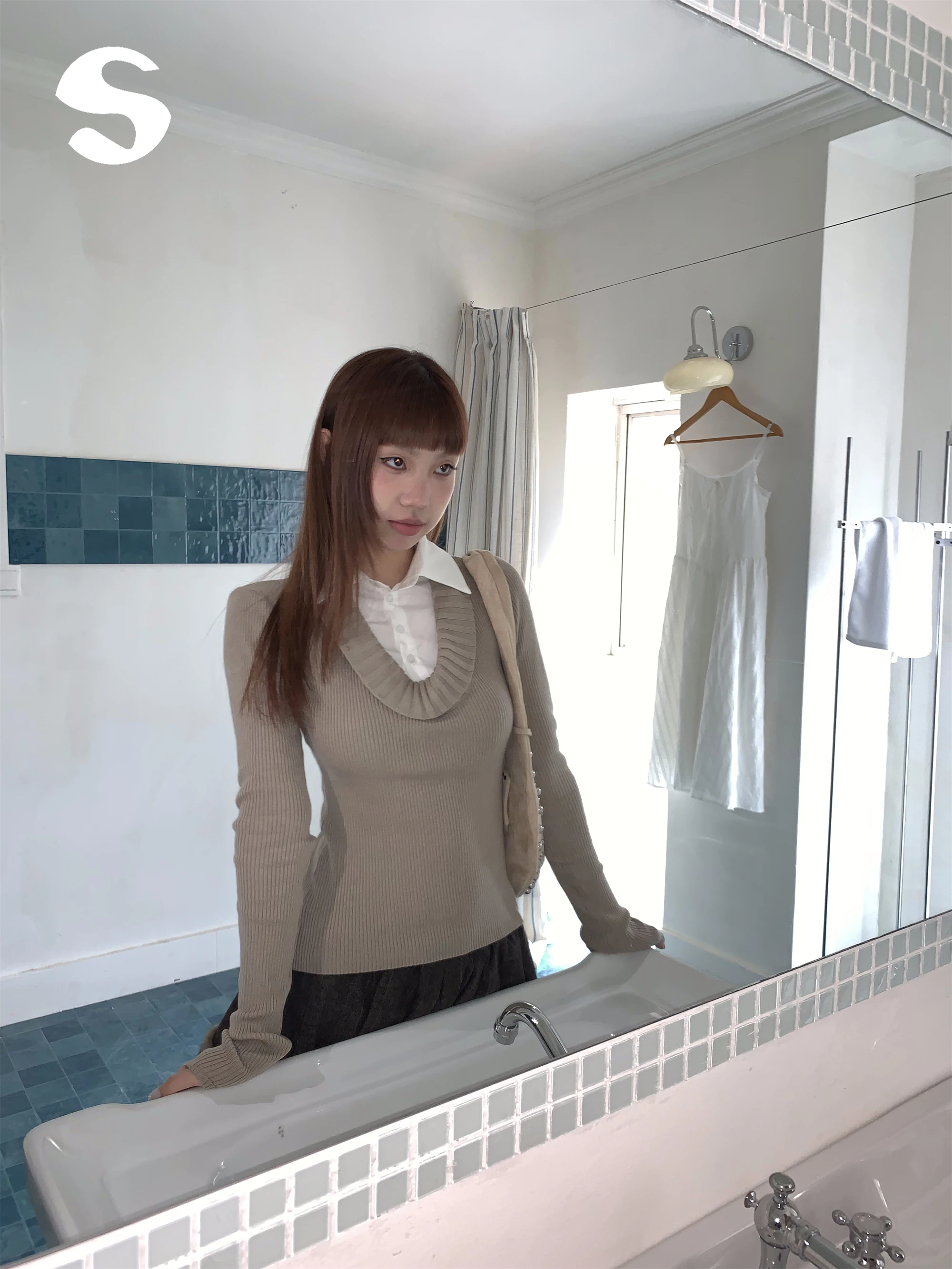 

Повседневный вязаный свитер с длинным рукавом, воротником, в стиле пэчворк, с цветовыми блоками, приталенный, с V-образным вырезом, из мягкой ткани, для ежедневной носки