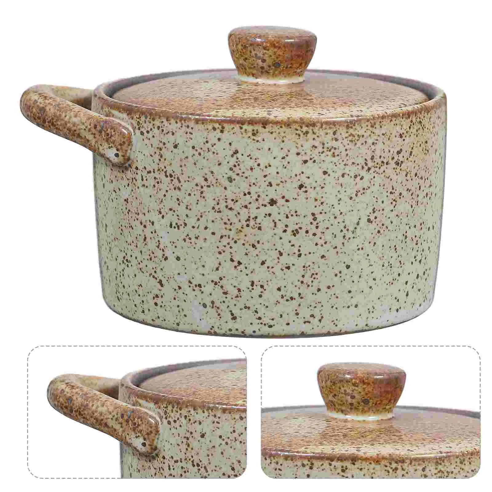 

Ceramic Stew Pot Soup with Lid Steam Egg Bowl Serving Utensils Japanese Style Steaming Dinnerware Household Lidded Cooking