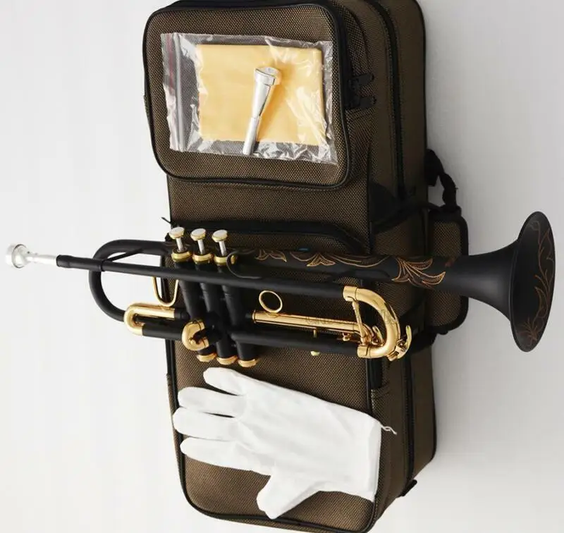 Hot sale Matt Black Gold Trumpet Monel Valves High-grade hand engraving 2 mouth