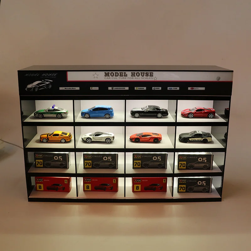 1:64 Scale Diecast Car Model Display Case Acrylic Storage Showcase Removable Shelf For Collectors Home Desk Christmas Gift